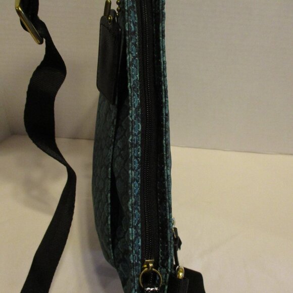 Coach Woman Medium Black Green Top Zip Pockets Shoulder Bag Hand Purse - Picture 7 of 10